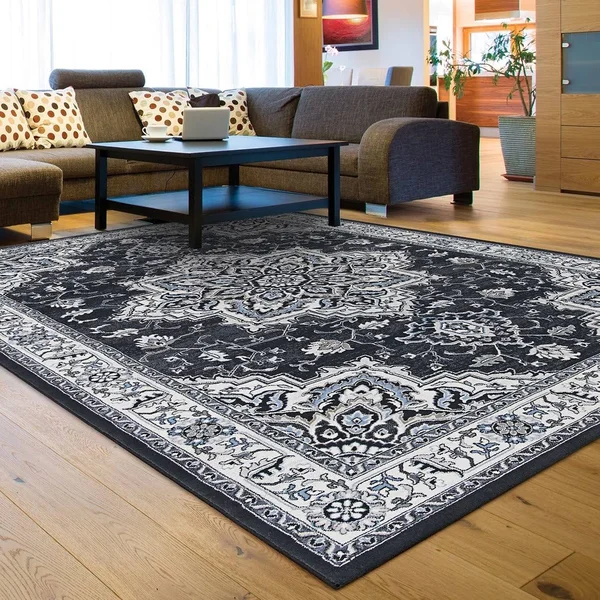 Serai Center Floral Medallion Gray-Ivory Area Rug - 2&7x22 x 7&10x22 Runner