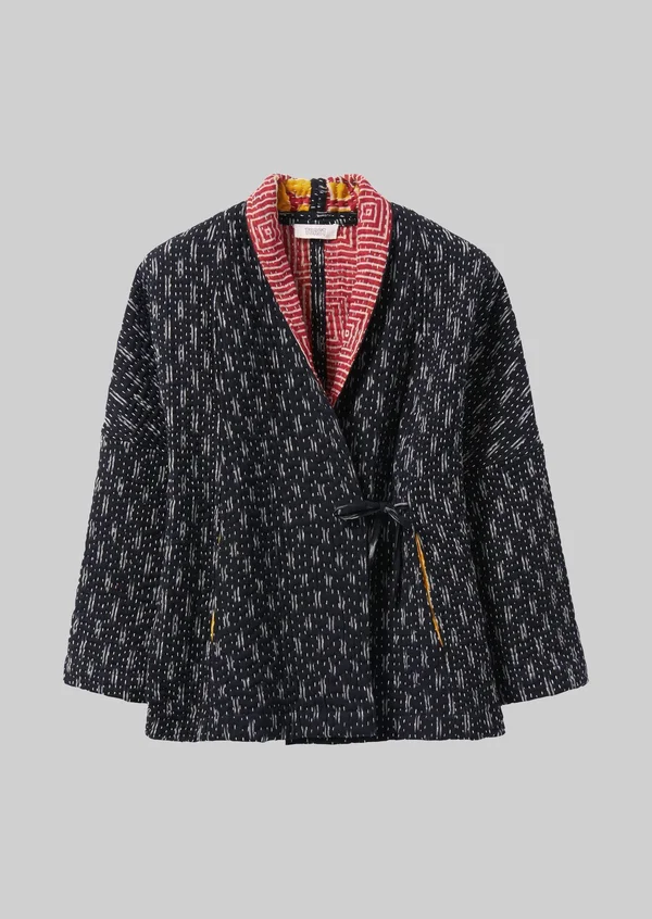 Ikat Kantha Jacket - Greys/Blacks