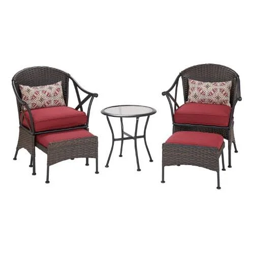 Mainstays Skylar Glen 5-Piece Outdoor Chat Set - SEATS 2, Red