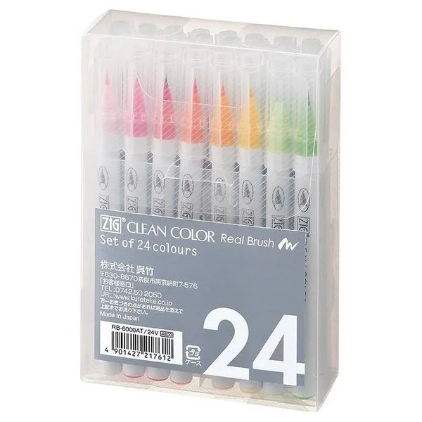 Zig Clean Color Real Brush Markers 24/Pkg
