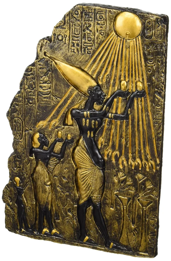 Design Toscano Pharaoh Akhenaten Offering to Aten The Sun Wall Sculpture - Black/Gold