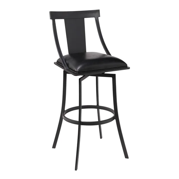 Benjara 26 Inches Leatherette Counter Stool with Fiddle BACK - Black