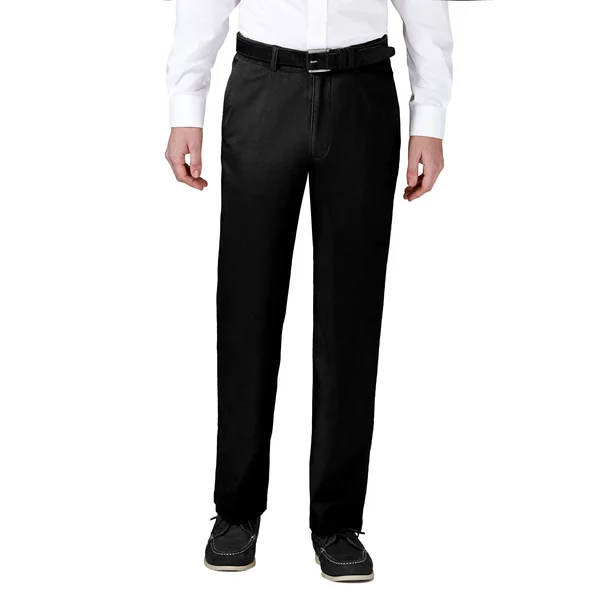 Haggar Men's Coastal Comfort Flat Front Chino Pant Classic Fit Hc00223 - Size: 42X29, Black