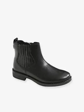 Leather Boots with Elastic, for Girls Black