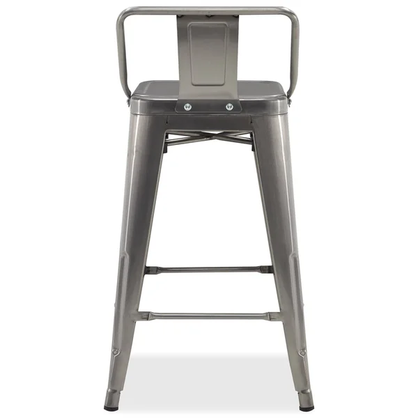 BELLEZE Asher 30x22 Bar Stools Low Back (Set of 4) Gunmetal, #aeaeae