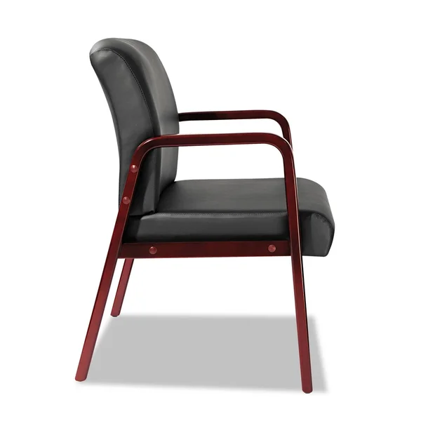 Alera Reception Lounge Series Guest Chair - Cherry/Black Leather, Size: 24 x 26 x 33.25