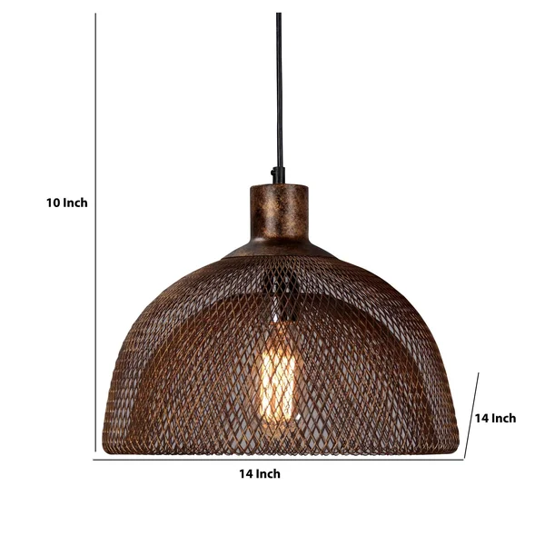 Dual Layer Mesh Design Metal Frame Chandelier, Medium, Rustic Bronze