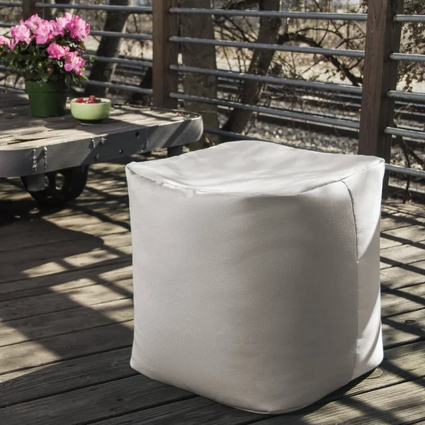 Jaxx Luckie Outdoor Pouf Ottoman - Taupe Striped