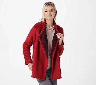 Cuddl Duds Fleecewear Bonded Sherpa Cascade Front Wrap, Size X-Small, Deep Red