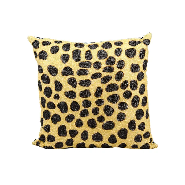 Mina Victory Luminecence Beaded Leopard Beige Black Throw Pillow - Nourison E5281