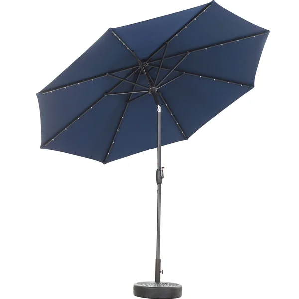 Ainfox 9ft Patio Umbrella with LED Lights & Round Base - Brown, 9 x 9 x 7.61ft