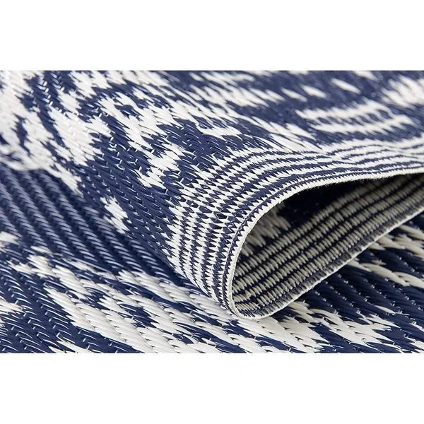 Lightweight Indoor Outdoor Reversible Plastic Area Rug - Ohio - Ohio-Blue 5 x 7