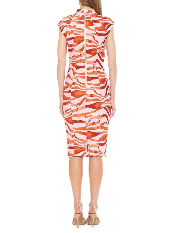 Alexia Admor Katrina V-Neck Midi Dress - Navy, XS, Blue