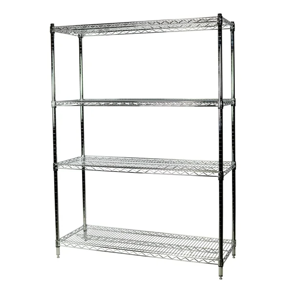 Storage Concepts Office Shelving - Wire Chrome, 4 Shelves, 63x22H x 72x22W x 24x22D