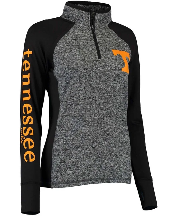 Tennessee Volunteers Women's Finalist Quarter-Zip Pullover Jacket - Gray/Black - Size: XL