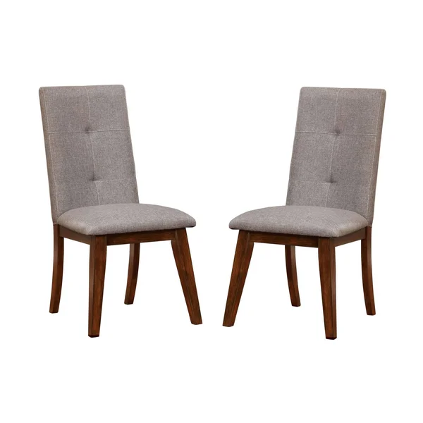 Benjara Parson Style Tufted Back Fabric Side Chair - Set of 2, Gray