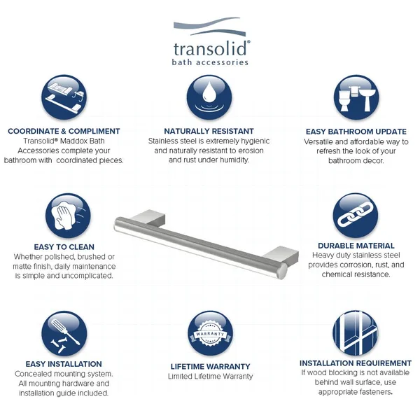 Transolid Maddox Grab Bar (24-in - Brushed Stainless) MS24BS