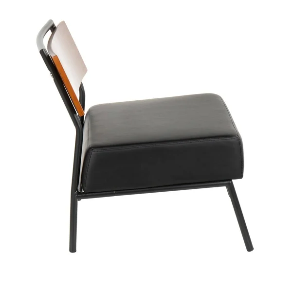 Copper Grove Ahrensburg Faux Leather and Walnut Wood Accent Chair - N/A - Black
