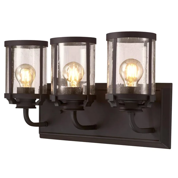 Westinghouse 6368100 3 Light Wall Fixture Oil Rubbed Bronze Finish Clear Seeded Glass