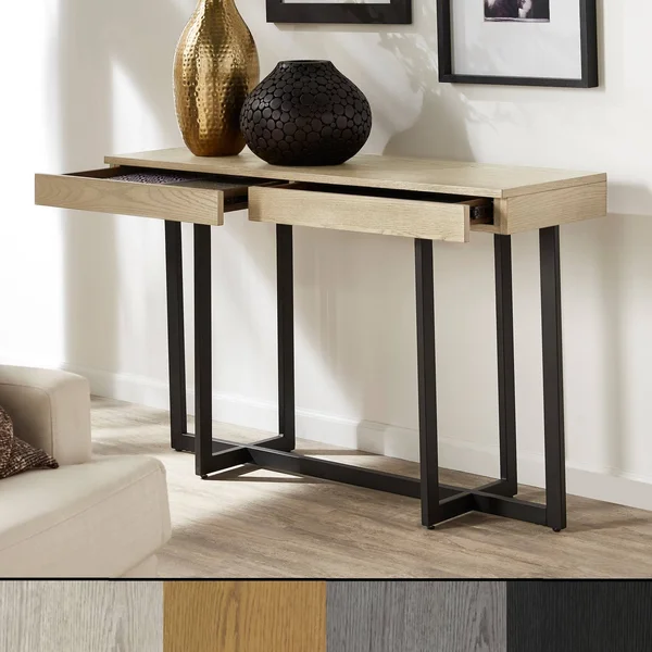 Eldersley Wood Finish Sofa Table with Two Drawers by Inspire Q Modern - Black Finish