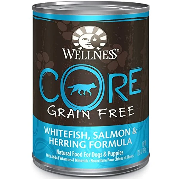Wellness Core Natural Wet Grain Free Canned Dog Food - Salmon, Whitefish & Herring, 12.5-Ounce Can (Pack of 12)