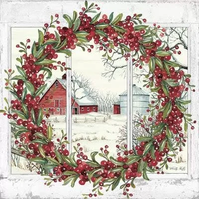 Framed Poster Prints - Winter Barn Window View I by Cindy Jacobs ( scenic & landscapes > Country > Farms > barns