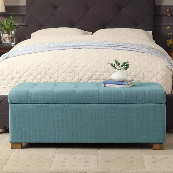 Porch & den Lacey Large Tufted Storage Bench - Teal