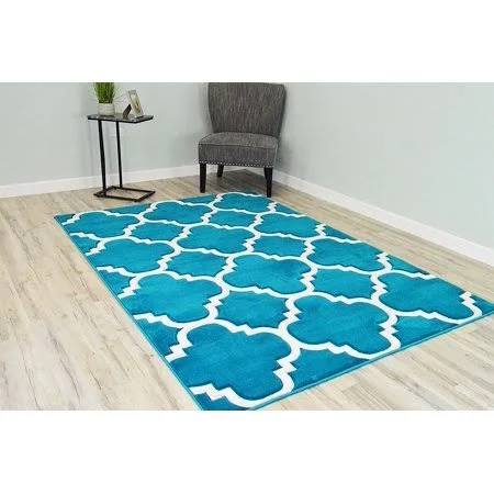 Premium 3D Effect Hand Carved Thick Modern Contemporary Abstract Area Rug Design 4518 Turquoise 4'x5'3'' - Size: 4' x 5'3, Blue