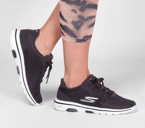 Skechers Women's GOwalk 5 Lucky Sneaker, Black/White