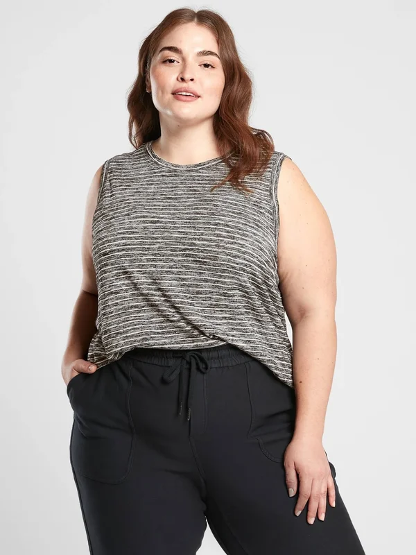 Athleta Women's Breezy Tank Stripe Breezy Stripe Black Plus Size 3X