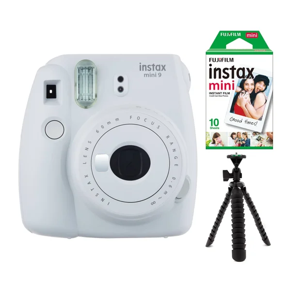 Fujifilm Instax Mini 9 Instant Camera with Mini Film and 12-Inch Tripod Bundle, White