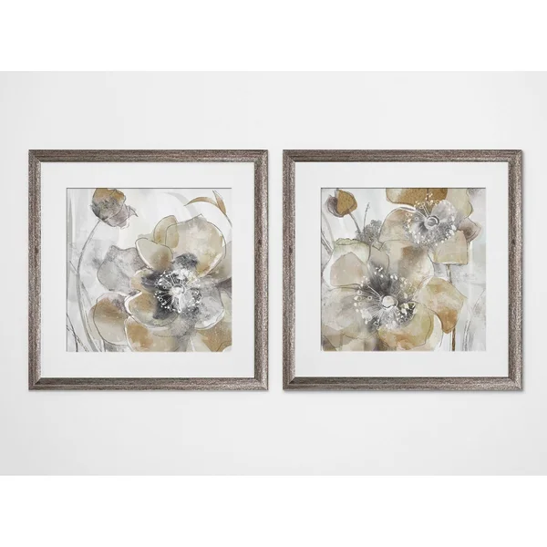 Wexford Home Taupe Spring Poppy -2 Piece Set