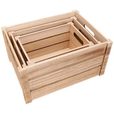 Decorative Wood Storage Crate Set Natural Gracie Oaks Color: Natural