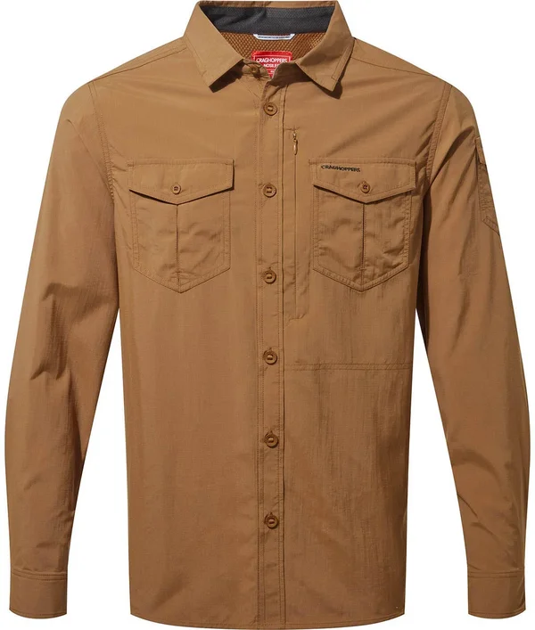Craghoppers Mens NosiLife Adventure II Long Sleeved Shirt Rubber XL