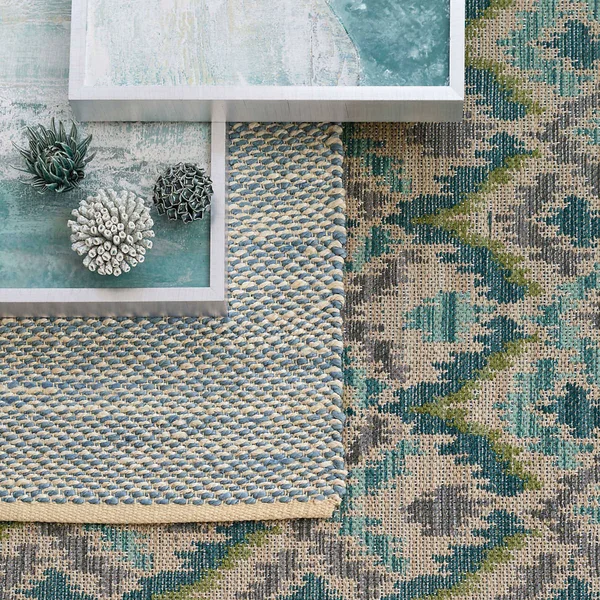 Dash Albert Medina Green Jacquard Woven Wool Rug 2.5x8