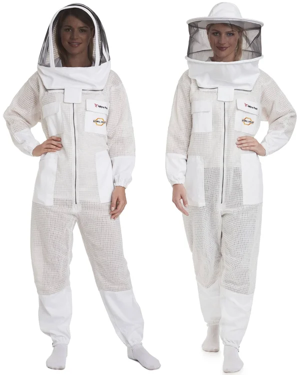 Natural Apiary Zephyros - 3 Layer Ventilated Beekeeping Suit with 2 Veils Round & Fencing - Stay Protected & Cool Forest