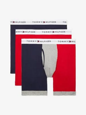 Tommy Hilfiger Men's Cotton Classics Boxer Brief 3pk Red Multi - XL