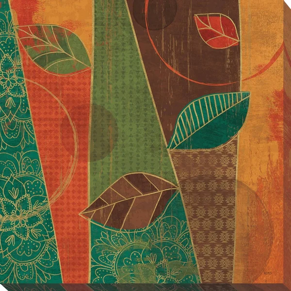 Picture Perfect International Veronique Charron Bohemian Leaves III Giclee Stretched Canvas Wall Art