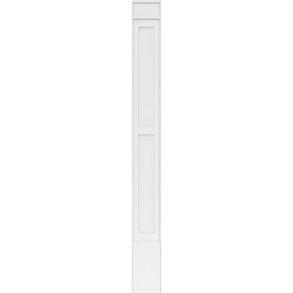 Ekena Millwork PILP08X096DFP02-2 8x22W x 96x22H x 2x22P Two Equal Flat Panel PVC Pilaster w/Decorative Capital & Base (Pair)