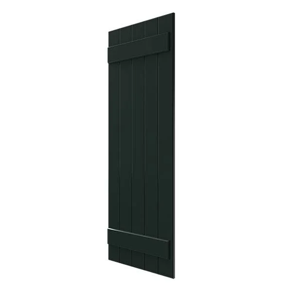 Ekena Millwork CWB18X044DGC 18x22W x 44x22H Exterior Five Board (2 Batten) Composite Board-n-Batten Shutters (Per Pair) - Black F