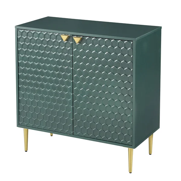 Celipu Hexagonal Pattern 2-Door Apothecary Accent Cabinet - White