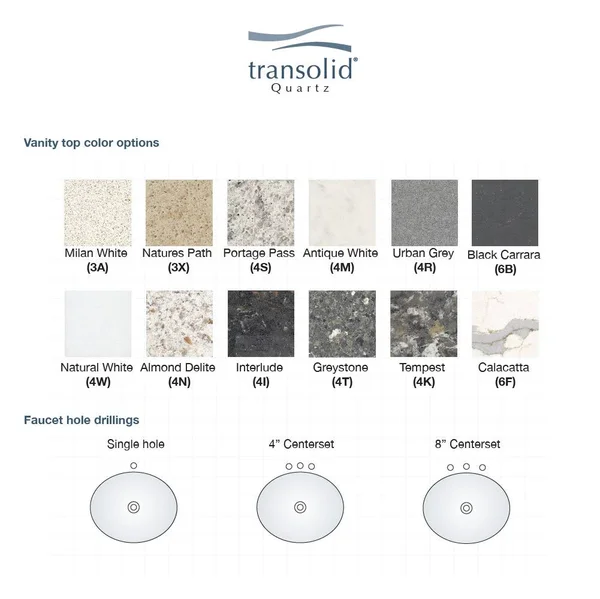 Transolid 31.25-in Natural White Quartz Bathroom Vanity Top - VT31.25X22-1OU-4W-1