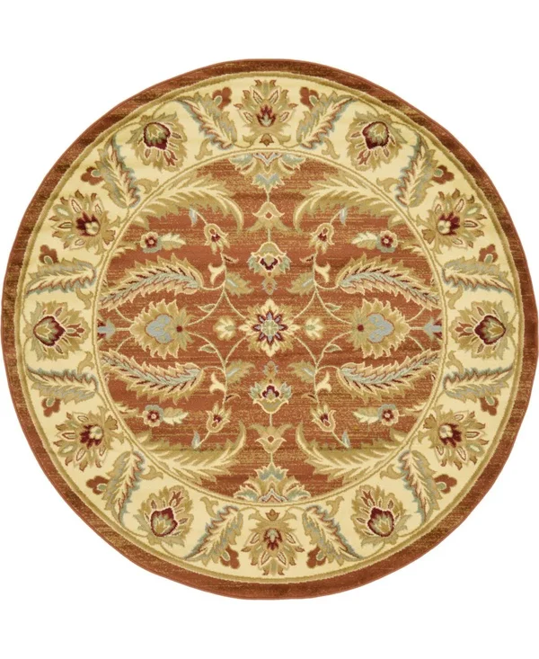 Unique Loom Hickory Voyage Rug (Brick Red - 6& x 6& Round)