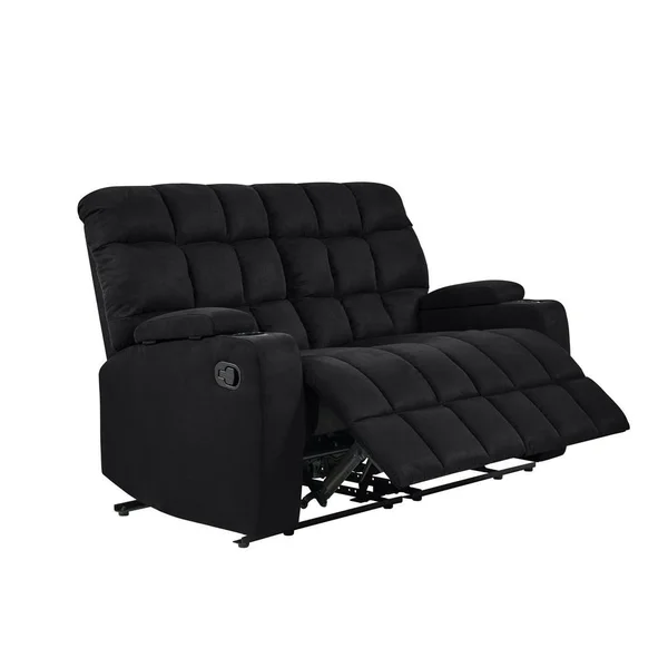 Oliver & James Saskia Black Microfiber 2-Seat Recliner Loveseat