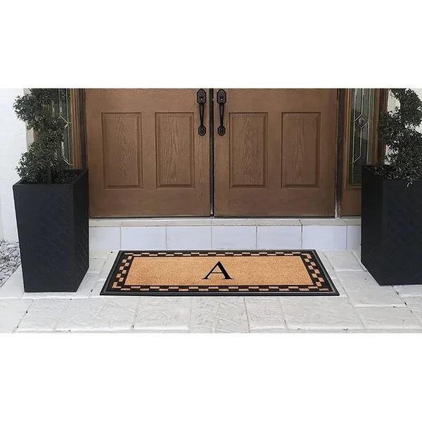A1hc Rubber and Coir Heavy Duty Non-Slip Durable Monogrammed Q Doormat 24 inchx48 inch, Black/Beige, Size: 24 inch x 48 inch
