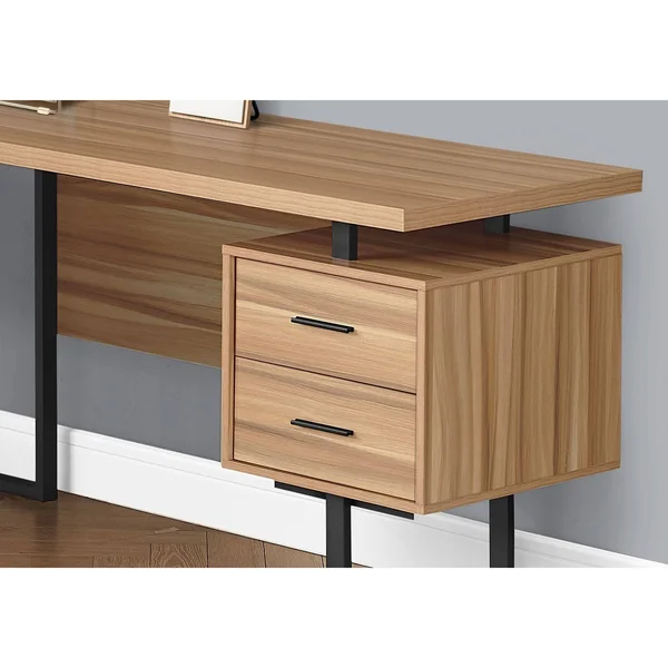 Monarch Computer Desk - 70x22L - Reclaimed Wood, Black Metal, L/R