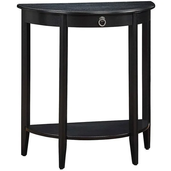 Black Wooden Justino II Console Table with 1 DRW & Open Compartment