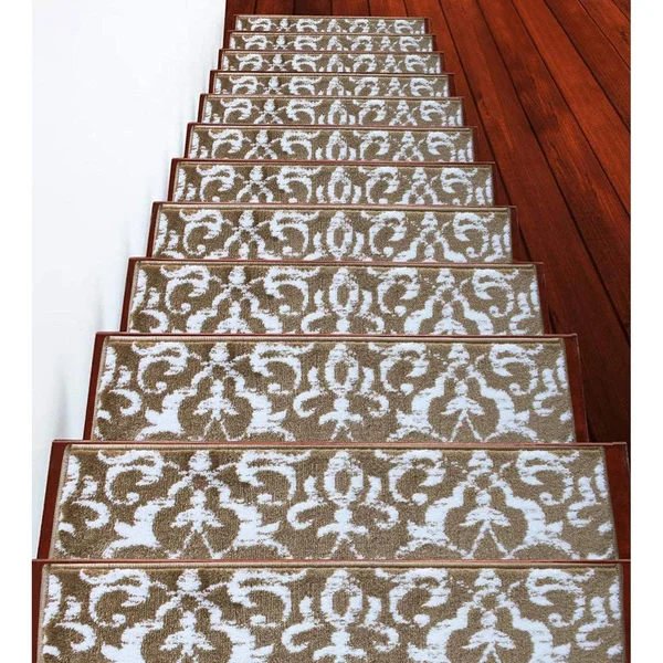 Sussexhome Floral Collection Stair Treads - 4-Pack - Beige