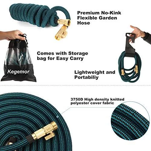 Kegemor Expandable Garden Hose 100ft Flexible Lightweight Water Hose with Nozzle