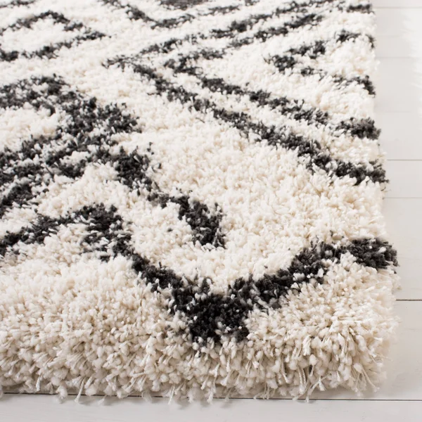 Safavieh Belize Shag SGB488B 8&6x22 x 12&0x22 Ivory, Charcoal Area Rug